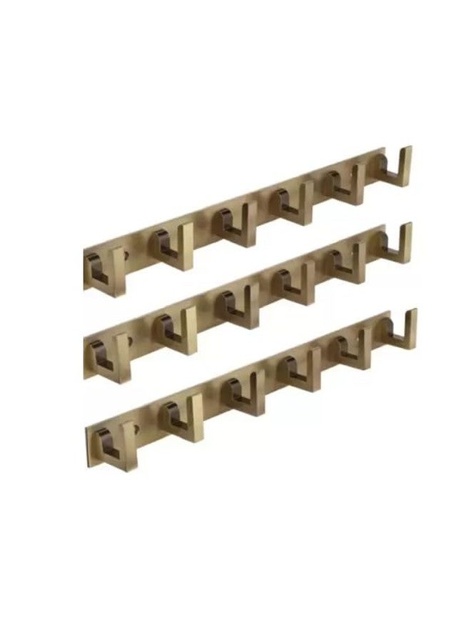 Deeplax FLlT Heavy Duty 6 Pin Bathroom Cloth Hooks, Door Hanger, Wall Hooks Rail for Hanging Clothes and Keys, Bathroom Accessories (Entique Glossy Brass Finish, (PACK OF 3) - Image 1